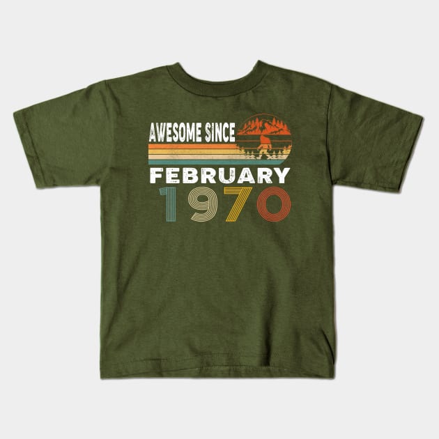 Awesome Since February 1970 Kids T-Shirt by ThanhNga